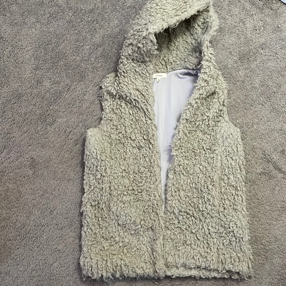 Very thick furry vest with hood